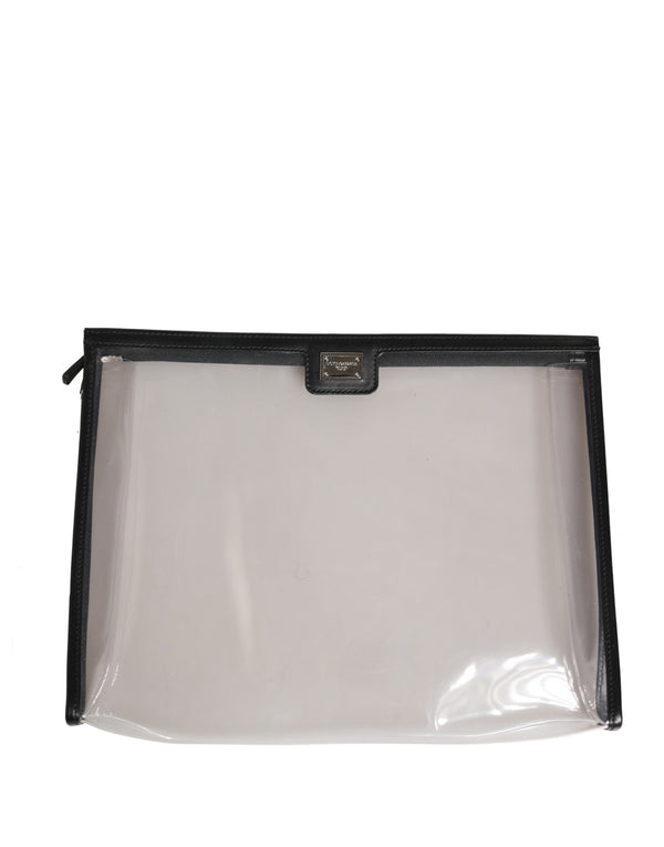 Dolce & Gabbana - Transparent PVC Clutch Pouch Purse Branded Logo Plaque Bag