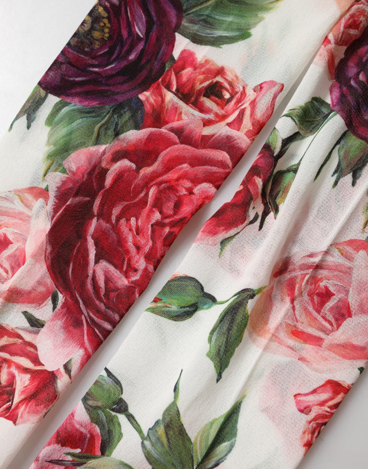 Dolce &amp; Gabbana White Nylon Floral Print Tights Stockings Socks