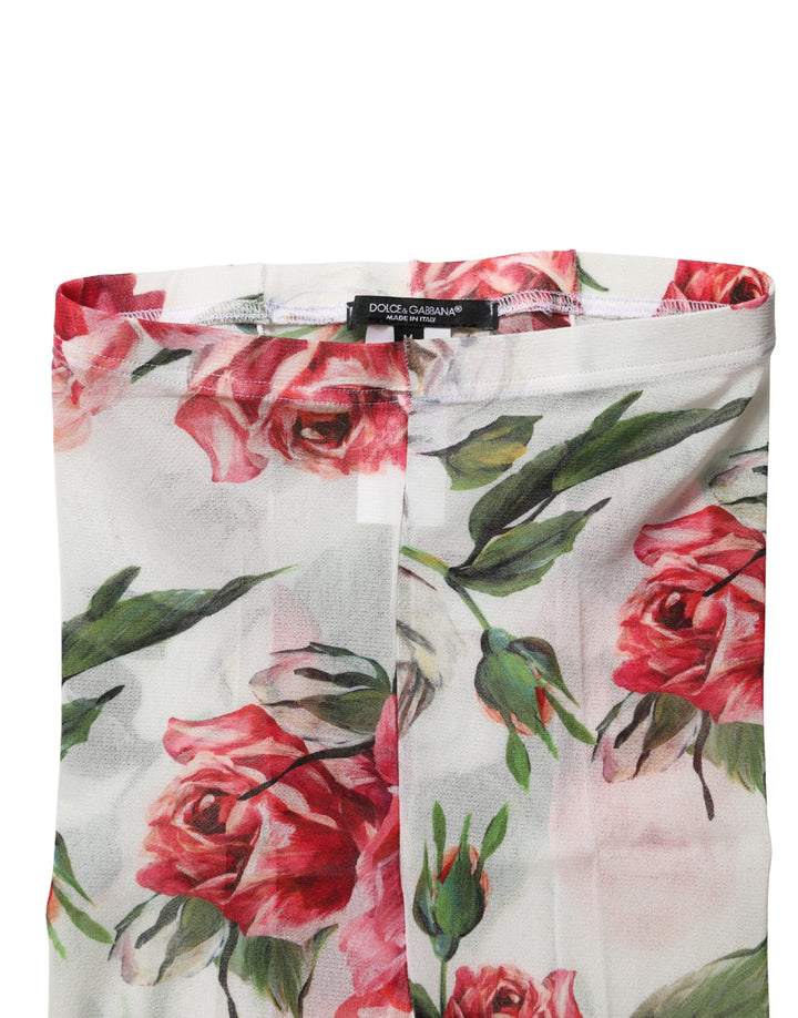 Dolce &amp; Gabbana White Nylon Floral Print Tights Stockings Socks