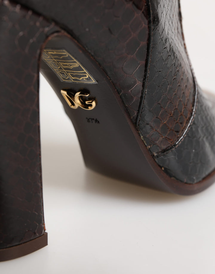Dolce &amp; Gabbana Brown Exotic Leather Knee High Boots Shoes