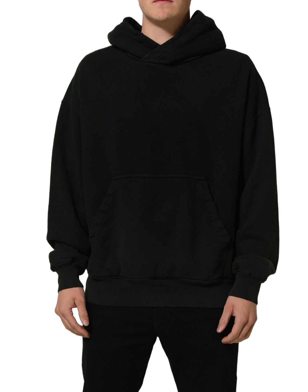 Dolce &amp; Gabbana Black Cotton Hooded Men Sweatshirt Sweater