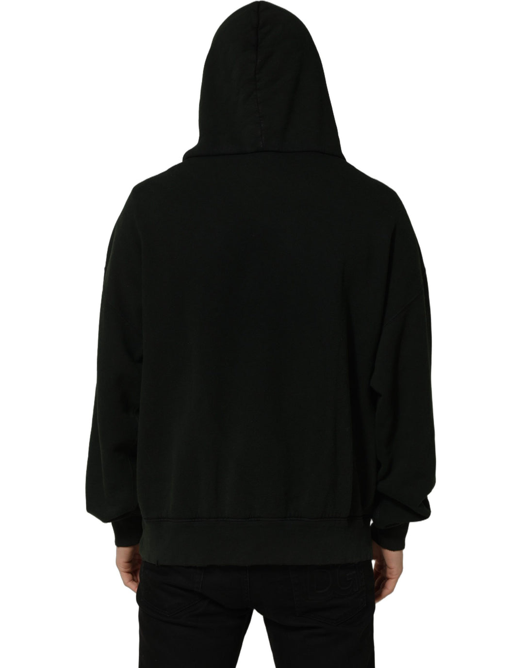 Dolce &amp; Gabbana Black Cotton Hooded Men Sweatshirt Sweater