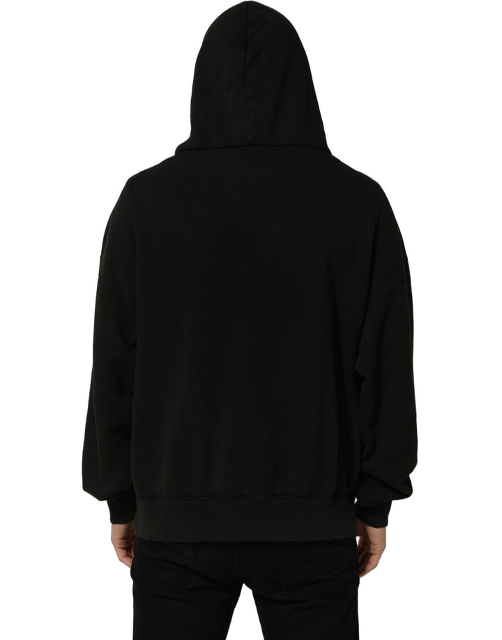 Dolce &amp; Gabbana Black Cotton Hooded Men Sweatshirt Sweater