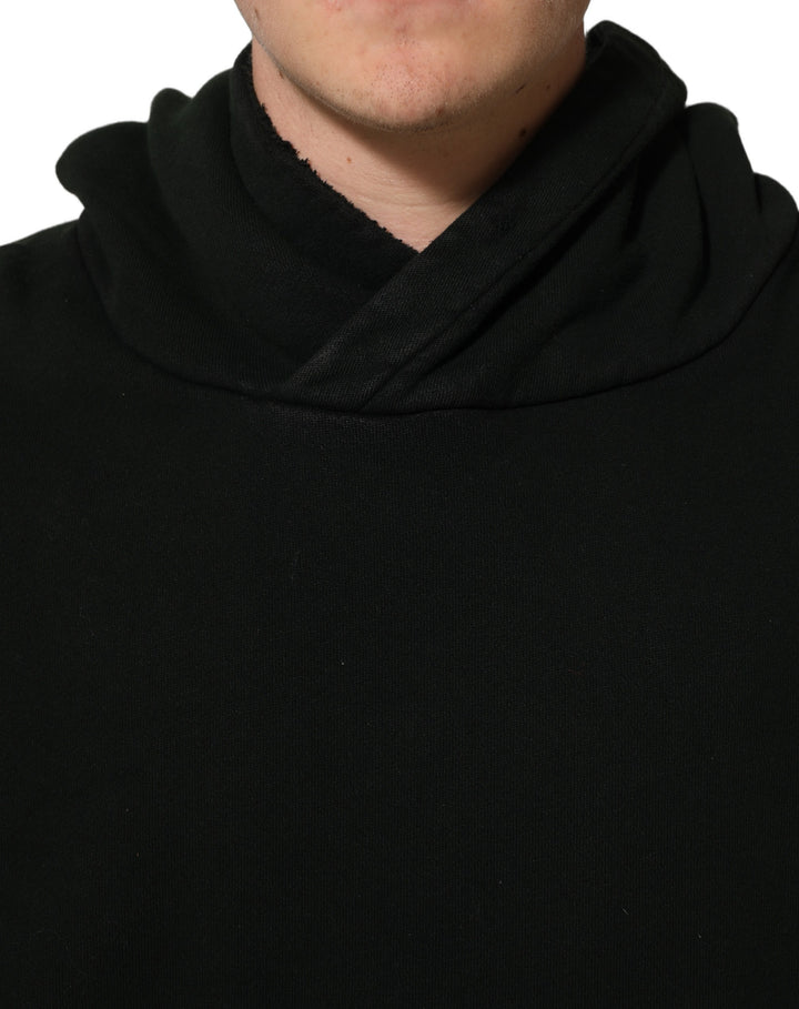 Dolce &amp; Gabbana Black Cotton Hooded Men Sweatshirt Sweater