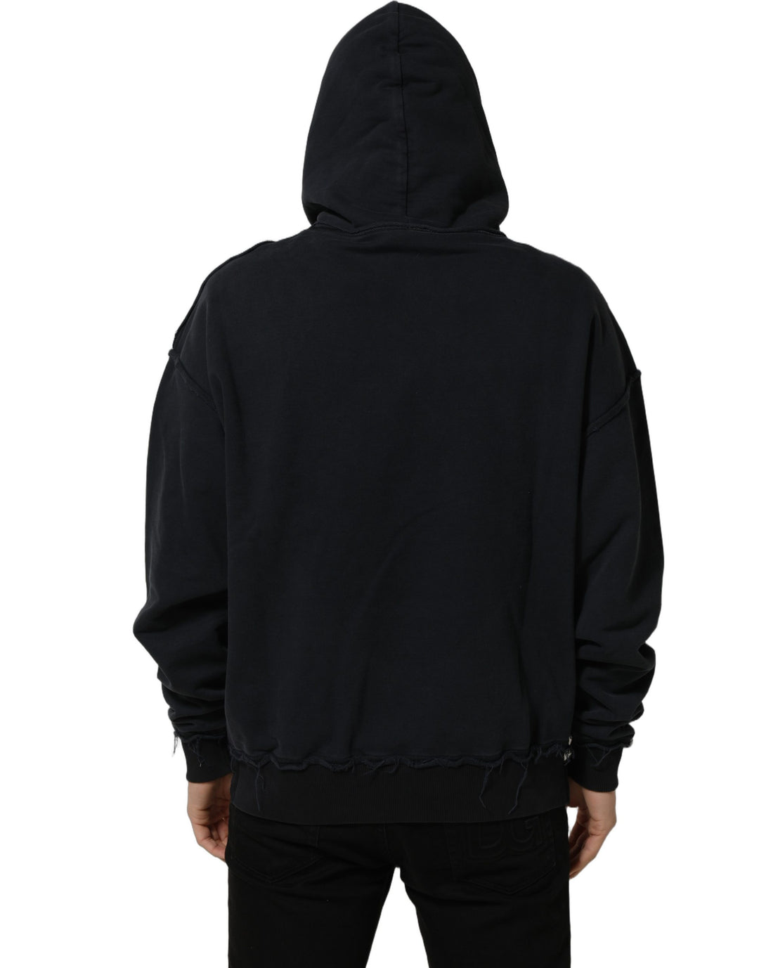 Dolce &amp; Gabbana Black Anchor Print Hooded Sweatshirt Sweater