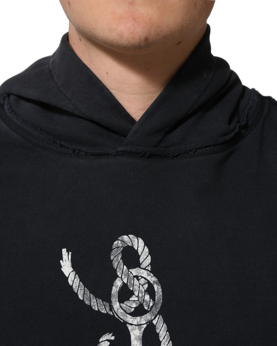 Dolce &amp; Gabbana Black Anchor Print Hooded Sweatshirt Sweater