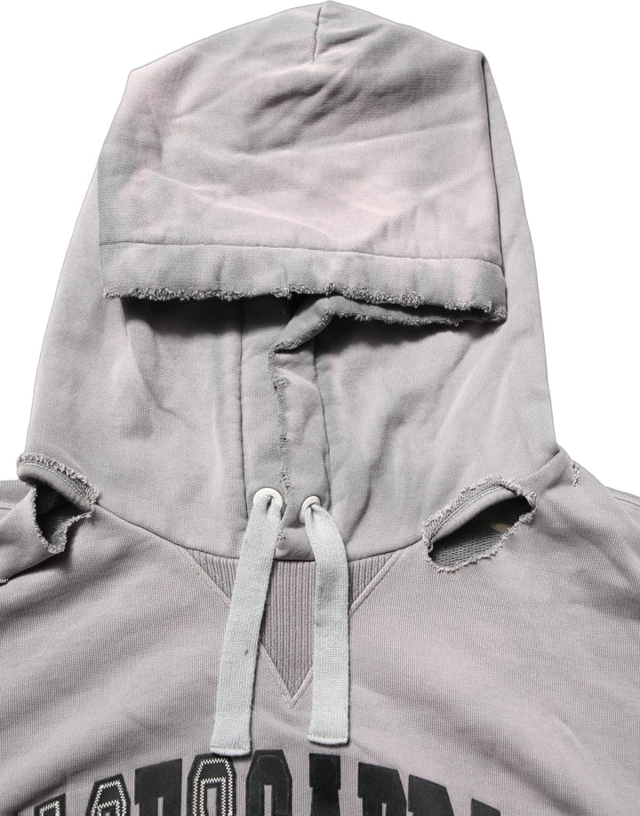 Dolce &amp; Gabbana Gray Graphic Hooded Sweatshirt Men Sweater