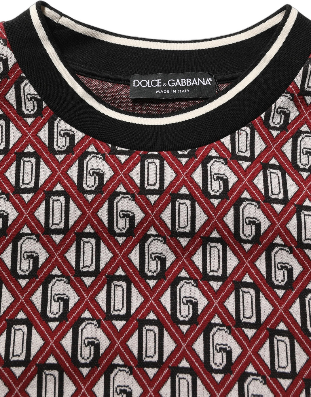 Dolce &amp; Gabbana Red Logo Cotton Jacquard Sweatshirt Sweater