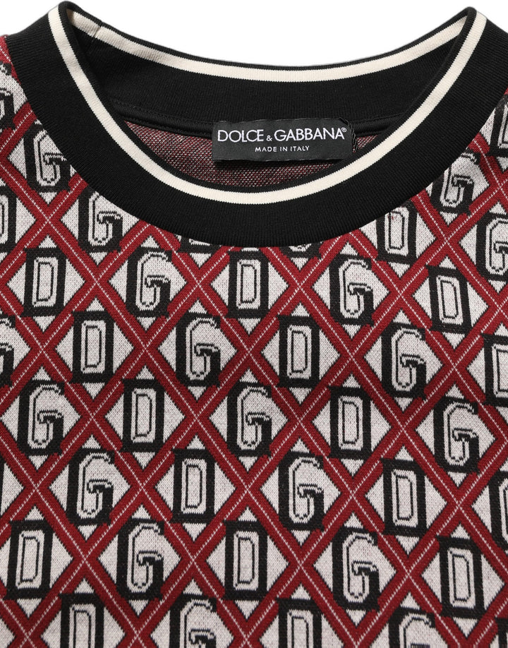 Dolce &amp; Gabbana Red Logo Cotton Jacquard Sweatshirt Sweater