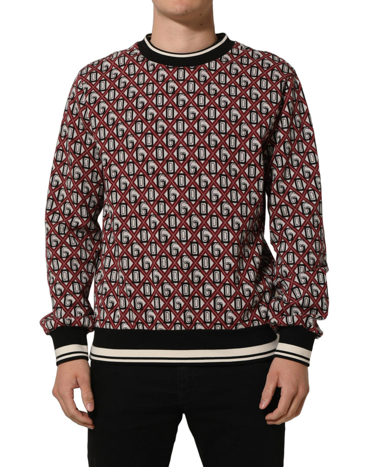 Dolce &amp; Gabbana Red Logo Cotton Jacquard Sweatshirt Sweater