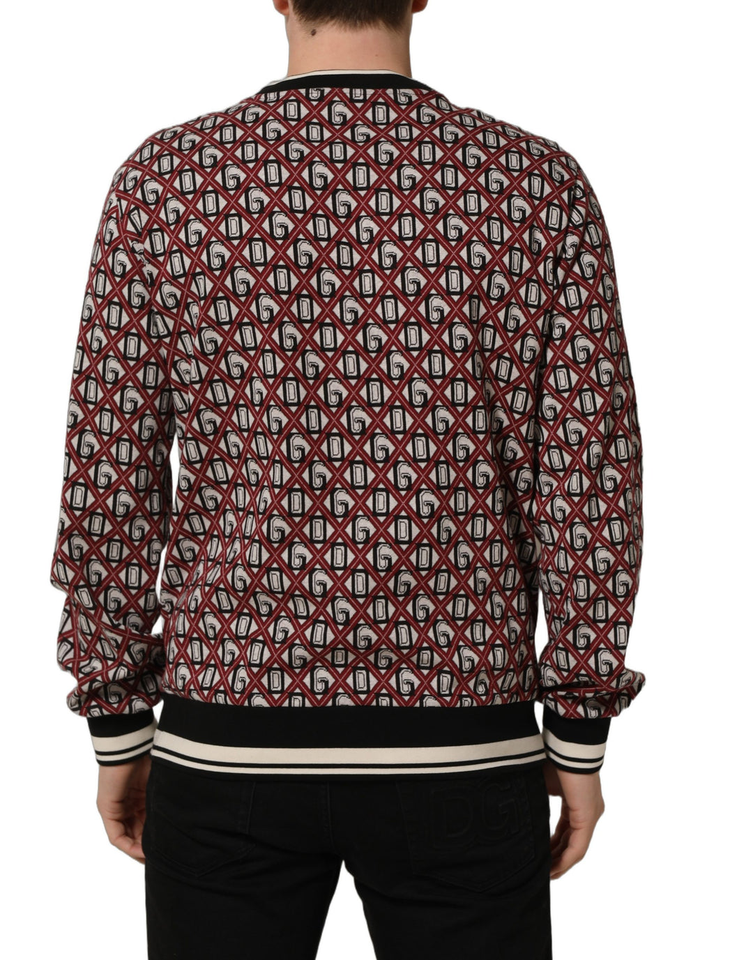 Dolce &amp; Gabbana Red Logo Cotton Jacquard Sweatshirt Sweater