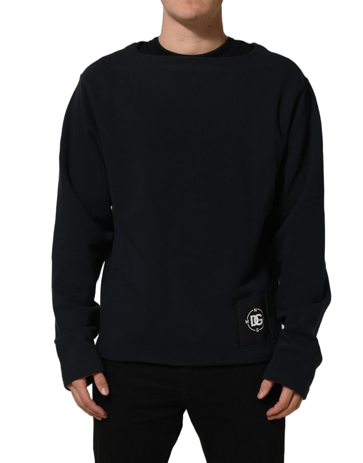 Dolce &amp; Gabbana Dark Blue Logo Cotton Sweatshirt Sweater