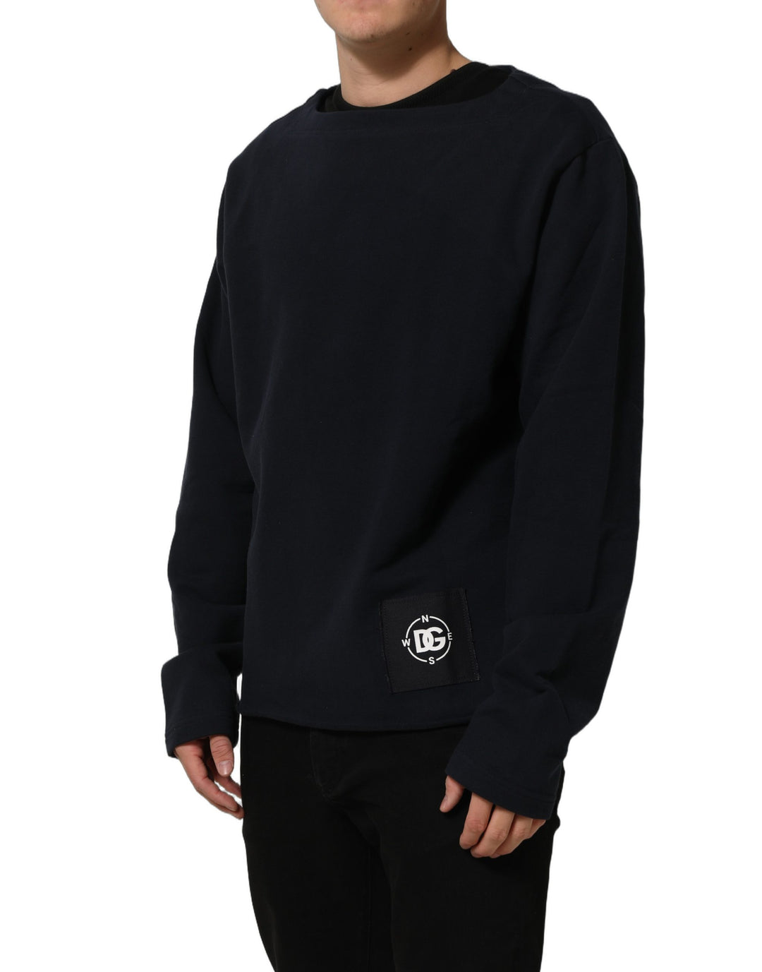 Dolce &amp; Gabbana Dark Blue Logo Cotton Sweatshirt Sweater