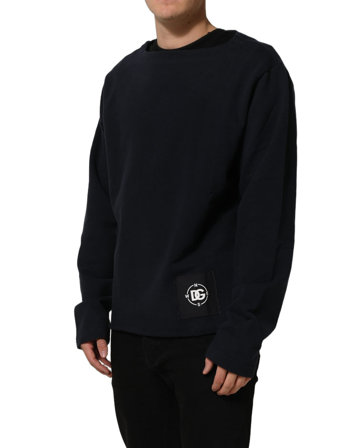 Dolce &amp; Gabbana Dark Blue Logo Cotton Sweatshirt Sweater
