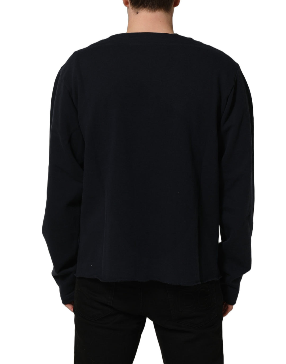 Dolce &amp; Gabbana Dark Blue Logo Cotton Sweatshirt Sweater