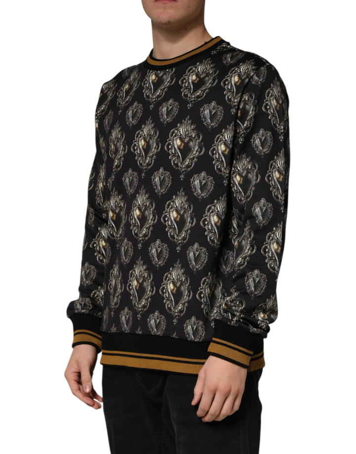 Dolce &amp; Gabbana Black Sacred Heart Cotton Sweatshirt Sweater