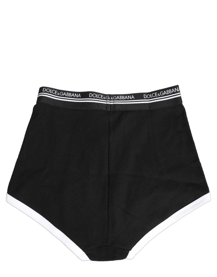 Dolce &amp; Gabbana Black White Logo Waistband Coulotte Panty Underwear