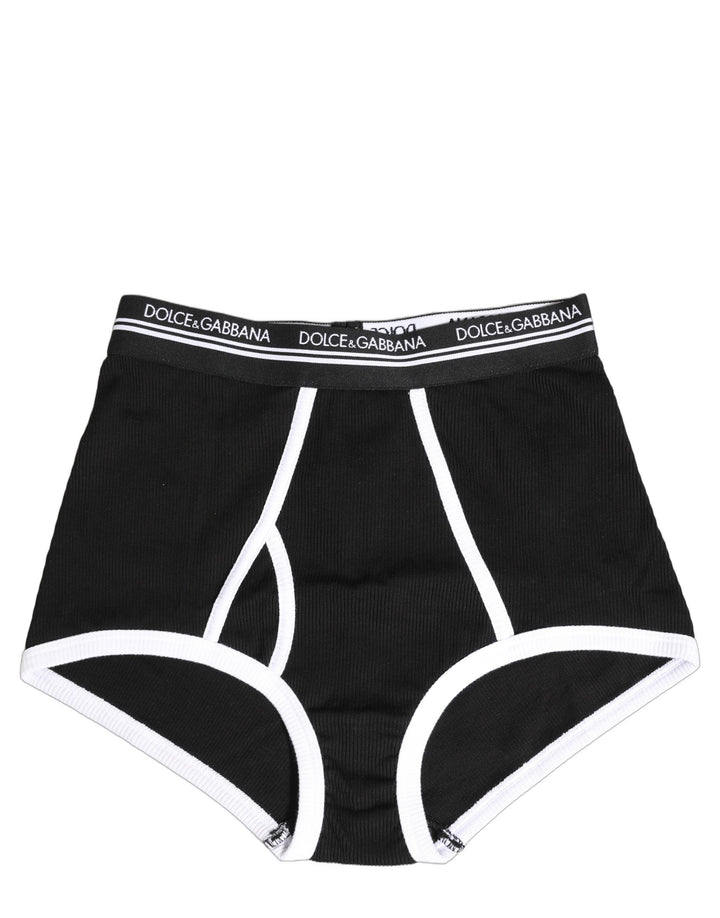 Dolce &amp; Gabbana Black White Logo Waistband Coulotte Panty Underwear