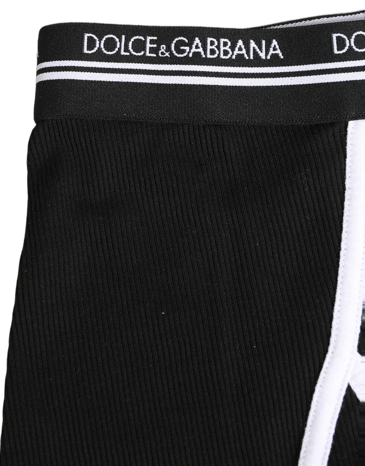 Dolce &amp; Gabbana Black White Logo Waistband Coulotte Panty Underwear