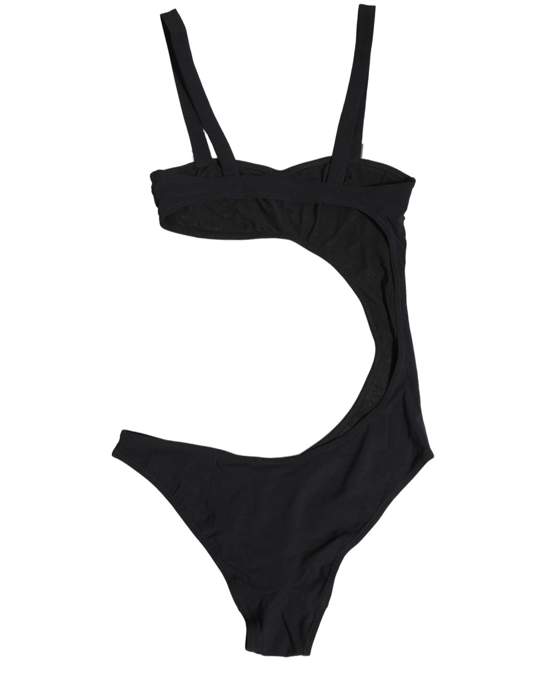 Dolce &amp; Gabbana Black Embellished Cutout Bandeau One Piece Swimwear