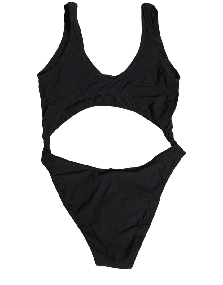 Dolce &amp; Gabbana Black Cutout Logo One Piece Swimsuit Swimwear