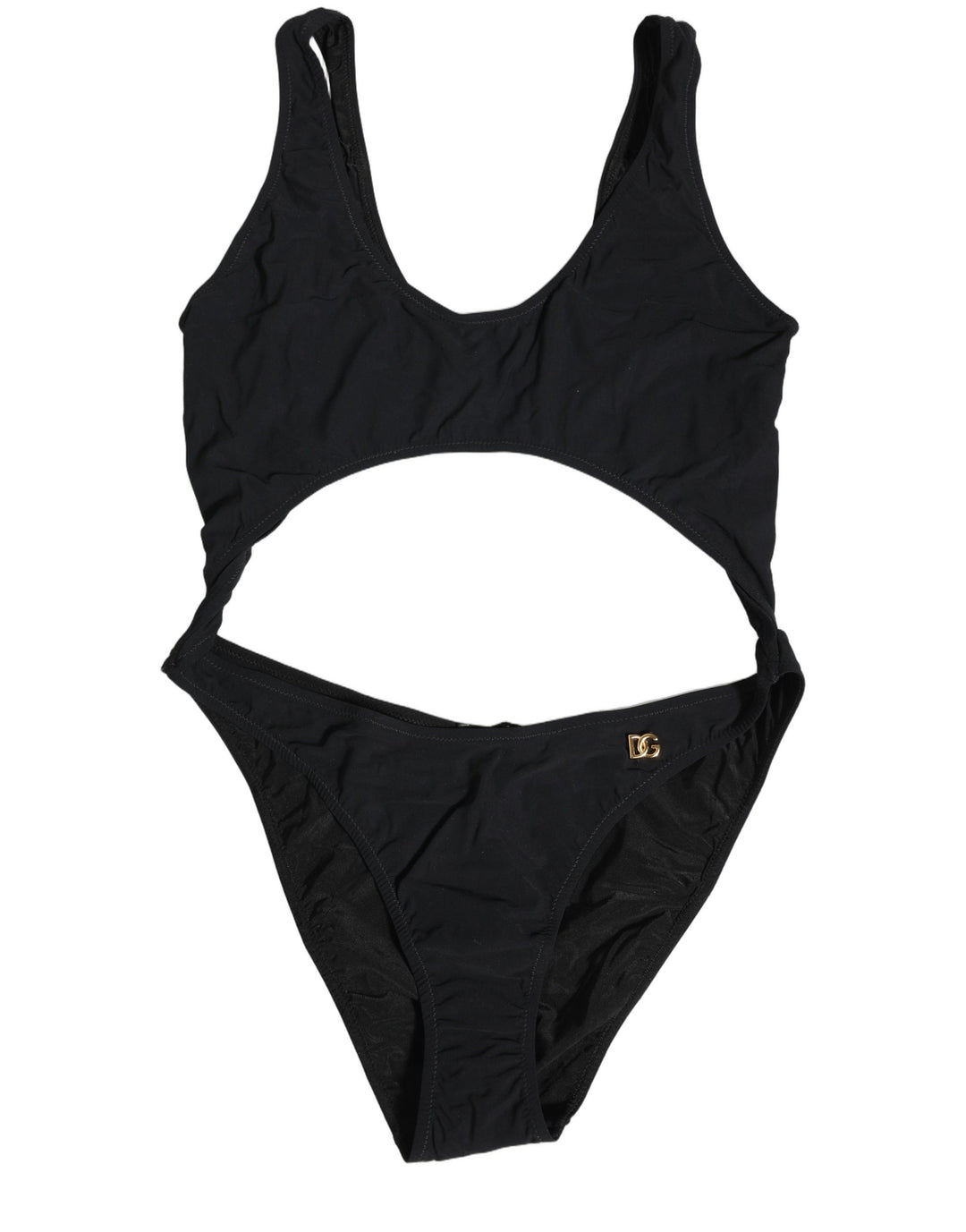 Dolce &amp; Gabbana Black Cutout Logo One Piece Swimsuit Swimwear