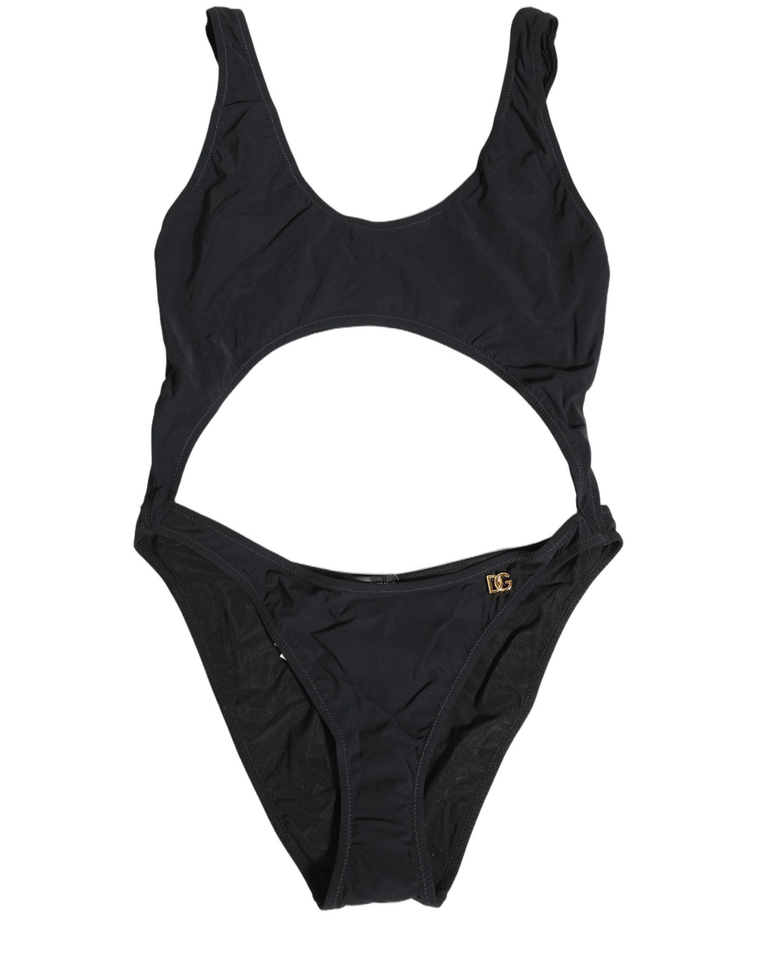 Dolce &amp; Gabbana Black Cutout Logo One Piece Swimsuit Swimwear