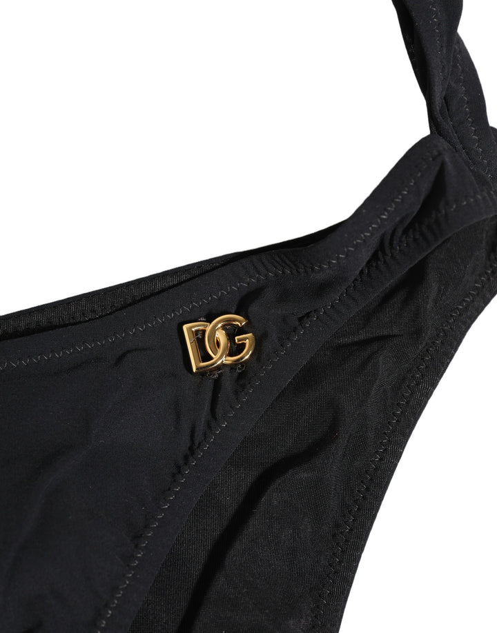 Dolce &amp; Gabbana Black Cutout Logo One Piece Swimsuit Swimwear