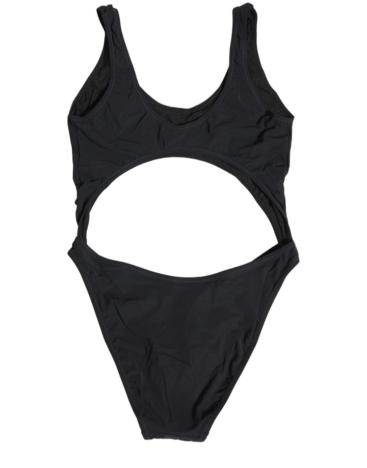 Dolce &amp; Gabbana Black Cutout Logo One Piece Swimsuit Swimwear
