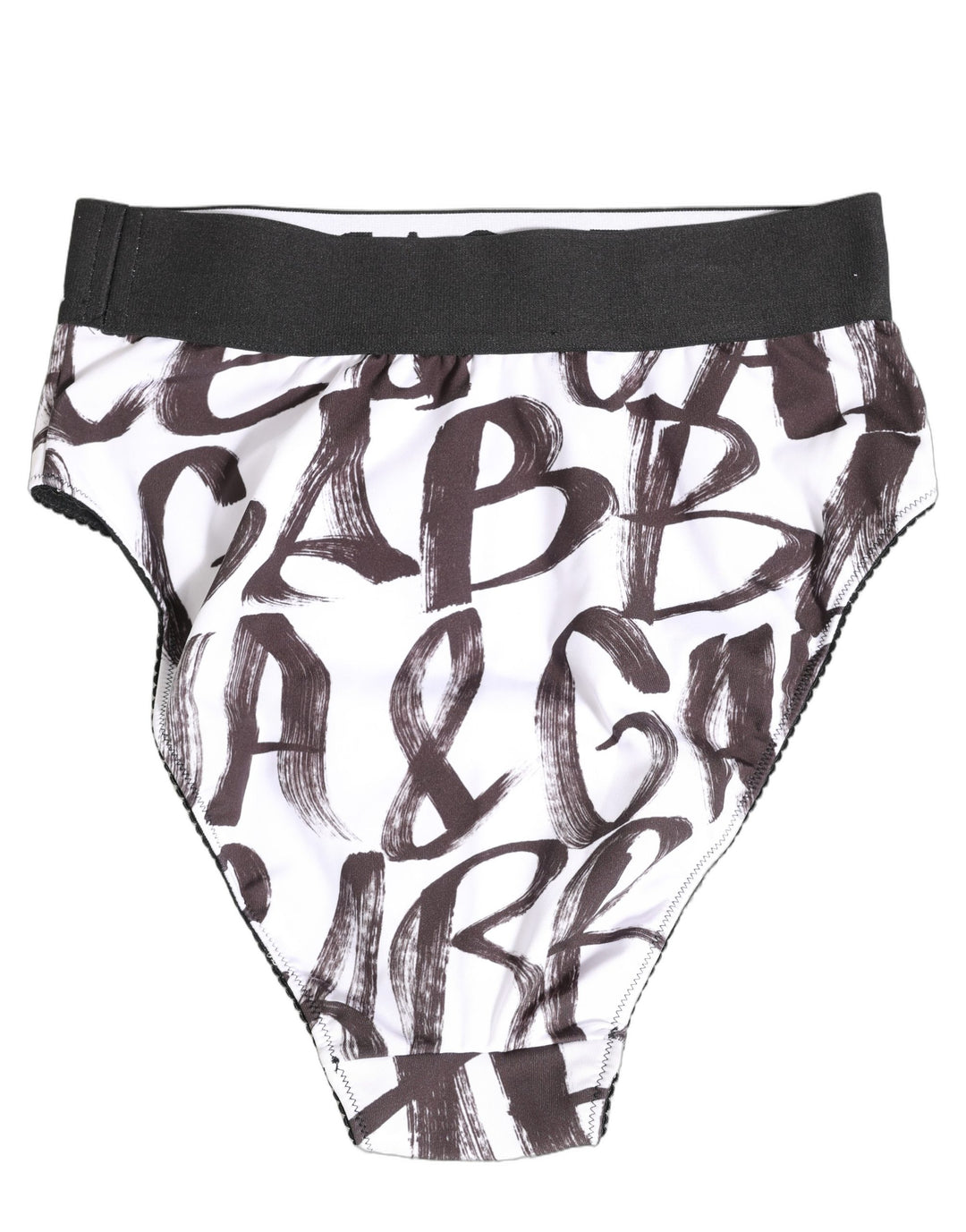 Dolce &amp; Gabbana White Black Graphic Logo High Brief Underwear