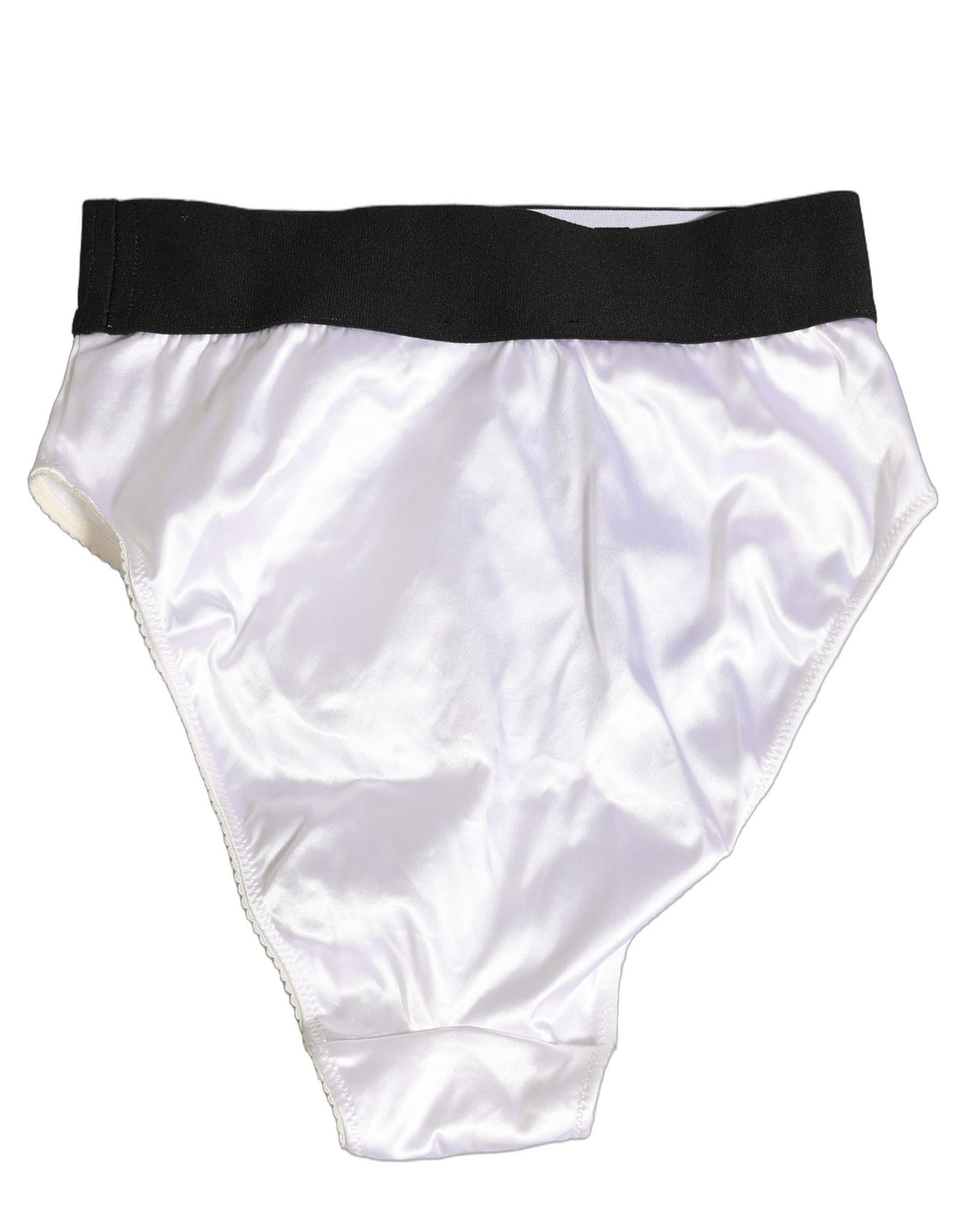 Dolce &amp; Gabbana White Satin High-Waist Brief Logo Women Underwear