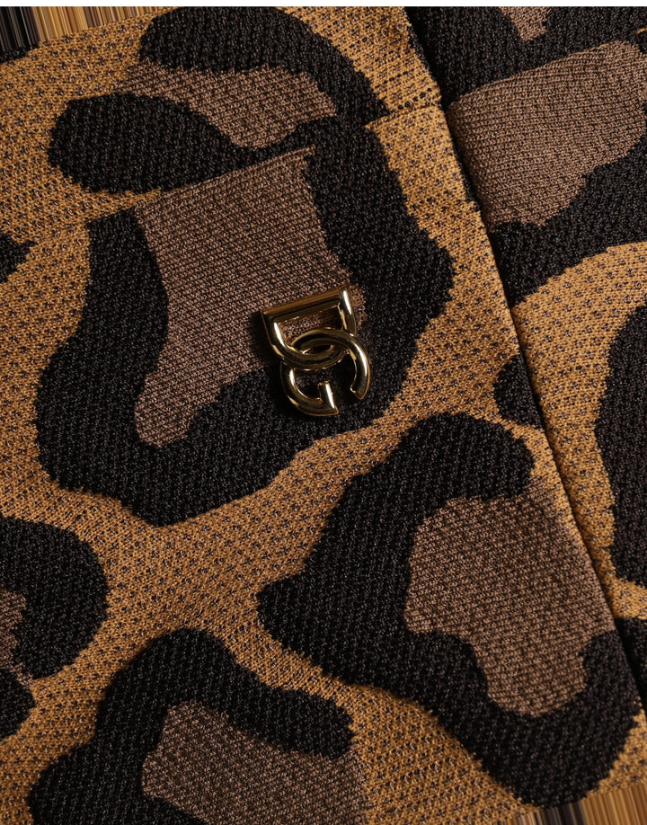 Dolce &amp; Gabbana Brown LeopardPrint Flared A-line Mini Dress