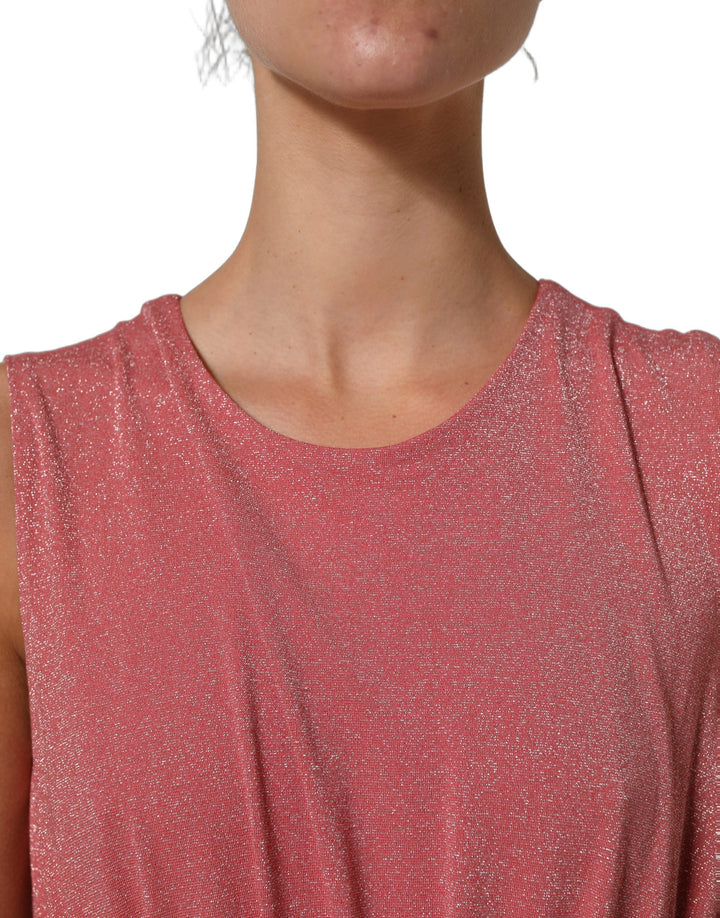 Dolce &amp; Gabbana Coral Pink Pleated Sleeveless Max Dress