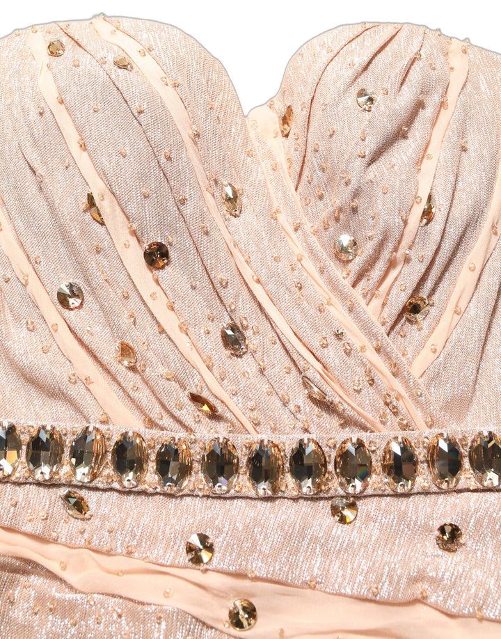 Dolce &amp; Gabbana Nude Embellished Strapless Evening Gown Dress
