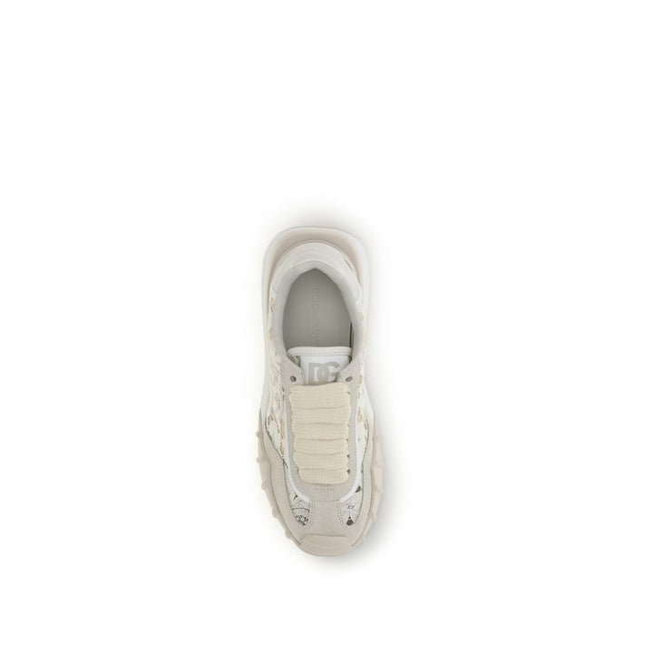 Dolce &amp; Gabbana Beige Calf Leather Bos Taurus Sneakers