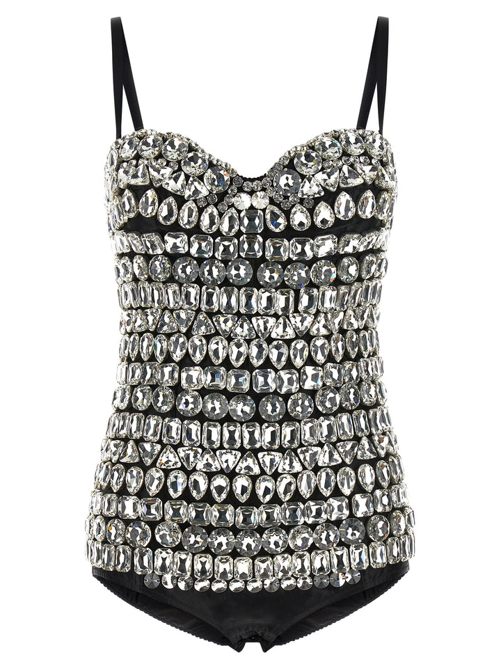 Dolce &amp; Gabbana Silver Polyamide Bodysuit