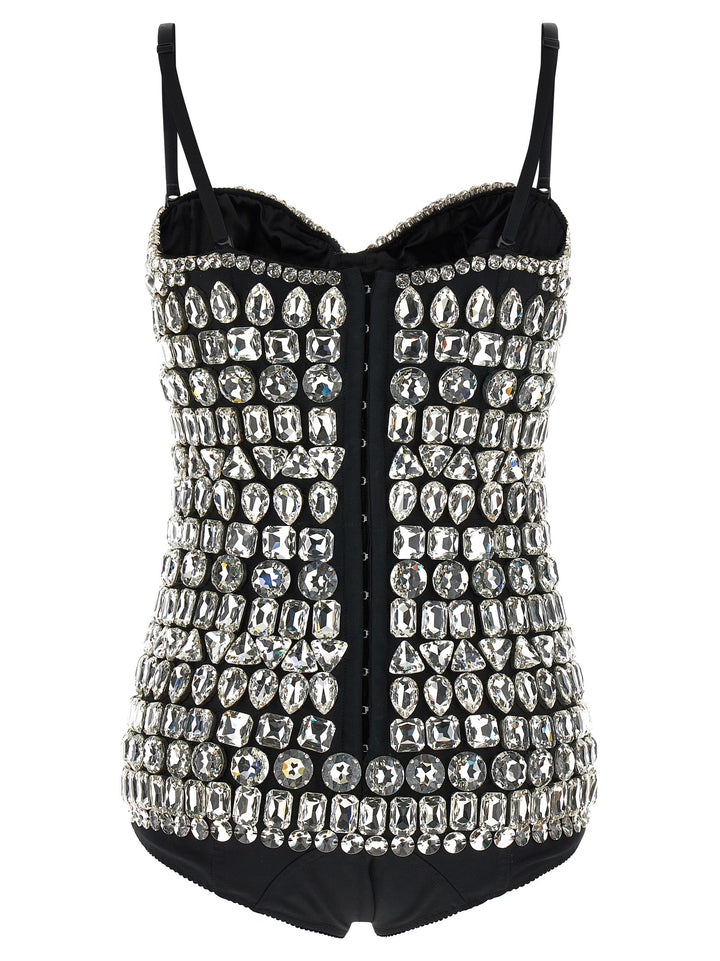 Dolce &amp; Gabbana Silver Polyamide Bodysuit