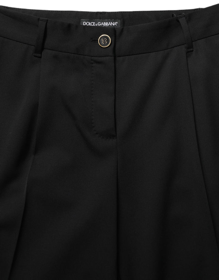 Dolce &amp; Gabbana Black High Waist Straight Dress Trouser Pants