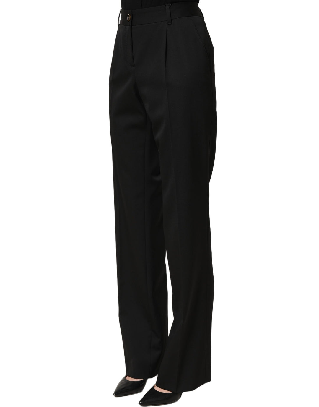 Dolce &amp; Gabbana Black High Waist Straight Dress Trouser Pants