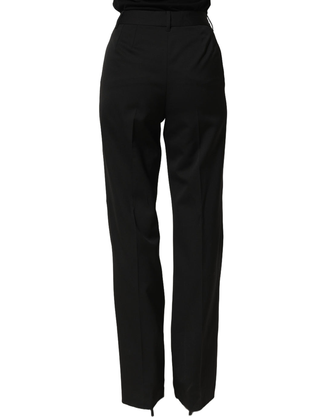 Dolce &amp; Gabbana Black High Waist Straight Dress Trouser Pants
