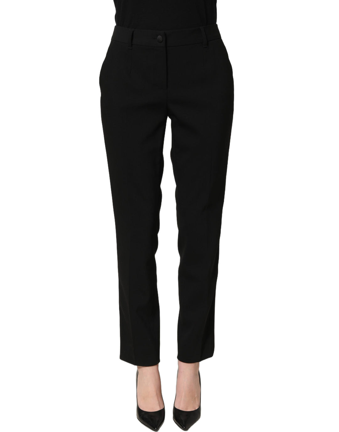 Dolce &amp; Gabbana Black HighWaist Straight Dress Trouser Pants