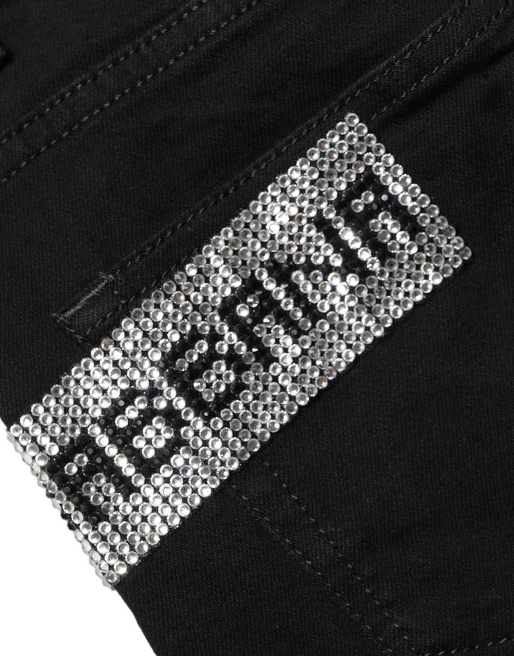 Dolce &amp; Gabbana Black Grace Rhinestone HighWaist Denim Jeans