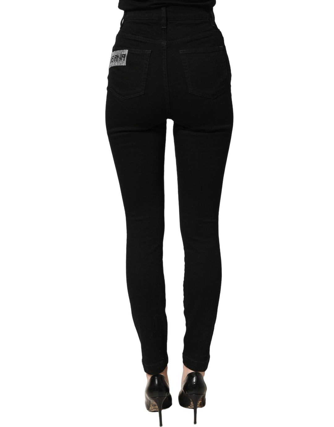 Dolce &amp; Gabbana Black Grace Rhinestone HighWaist Denim Jeans