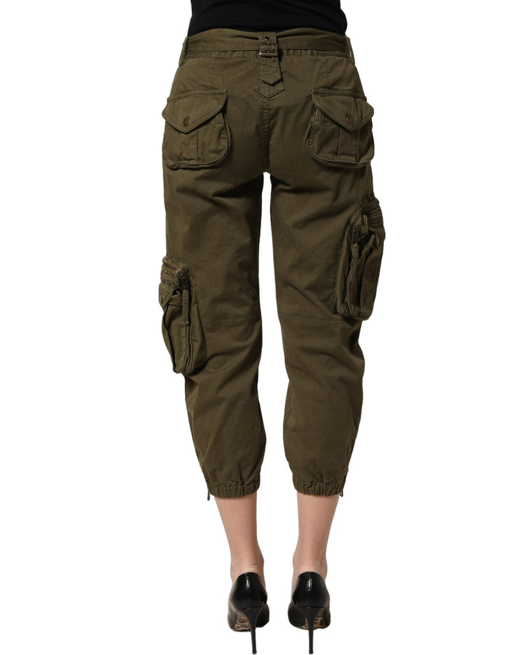 Dolce &amp; Gabbana Olive Green High Waist Cargo Trouser Pants