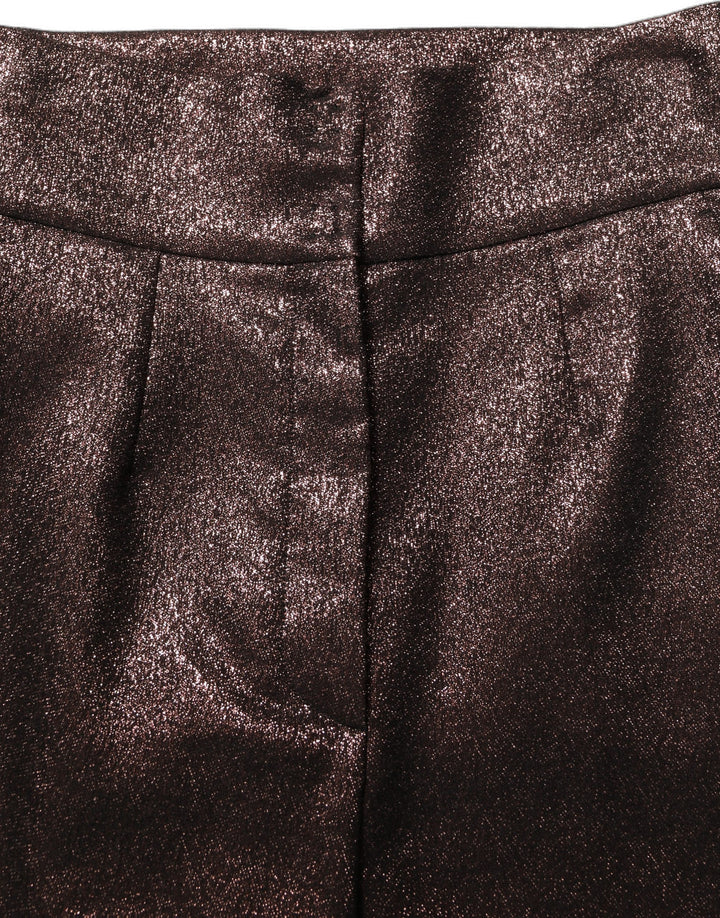 Dolce &amp; Gabbana Metallic Brown High Waist Tapered Leg Pants