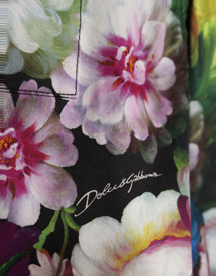 Dolce &amp; Gabbana Multicolor Floral High Waist Wide Leg Pants