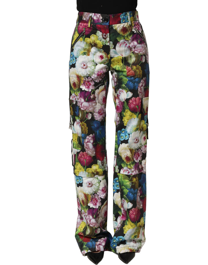 Dolce &amp; Gabbana Multicolor Floral High Waist Wide Leg Pants