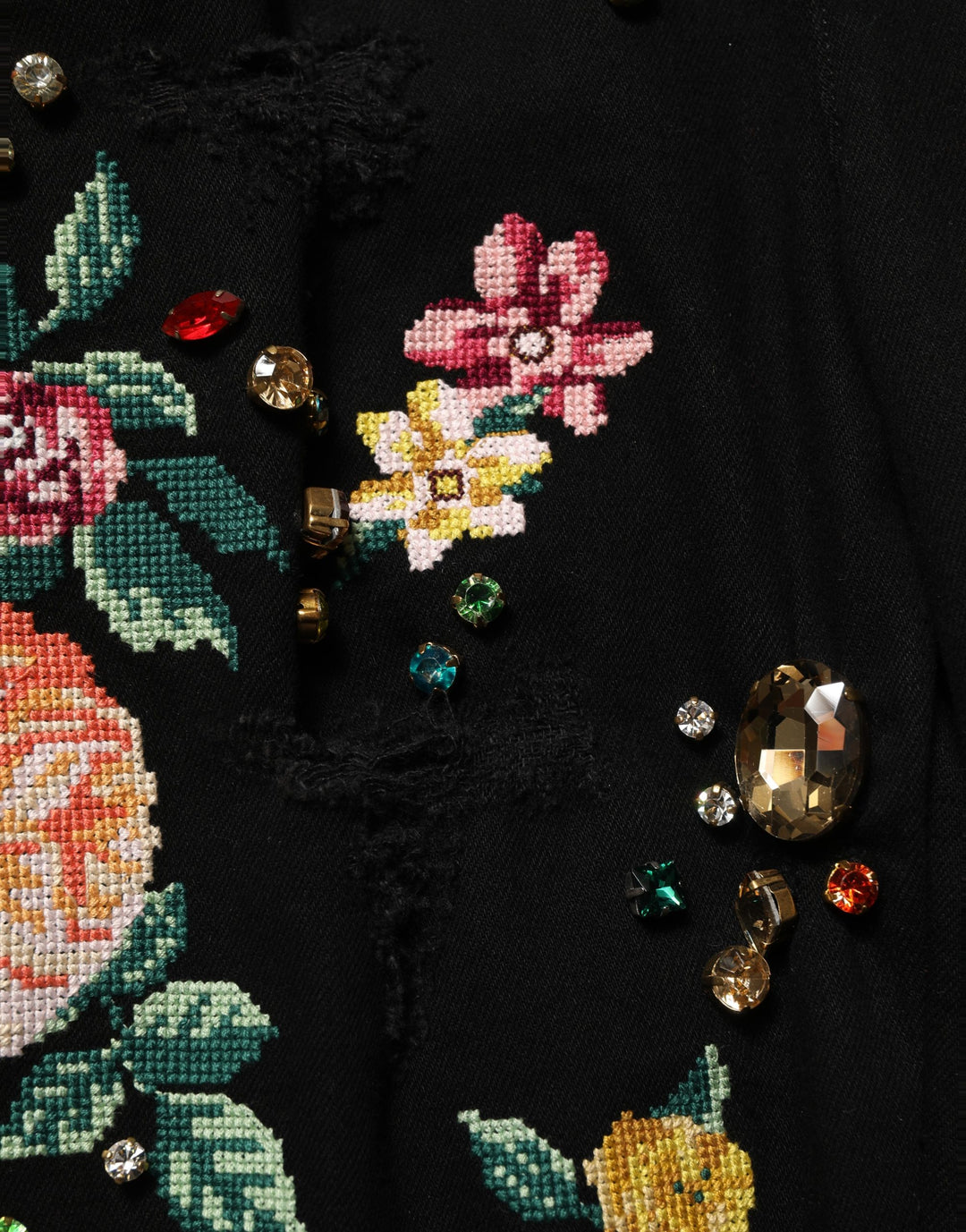 Dolce &amp; Gabbana Black Floral Cotton High Waist Tapered Pants