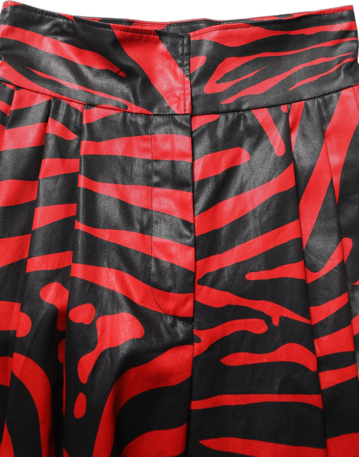 Dolce &amp; Gabbana Red Black Zebra Print Cotton HighWaist Pants