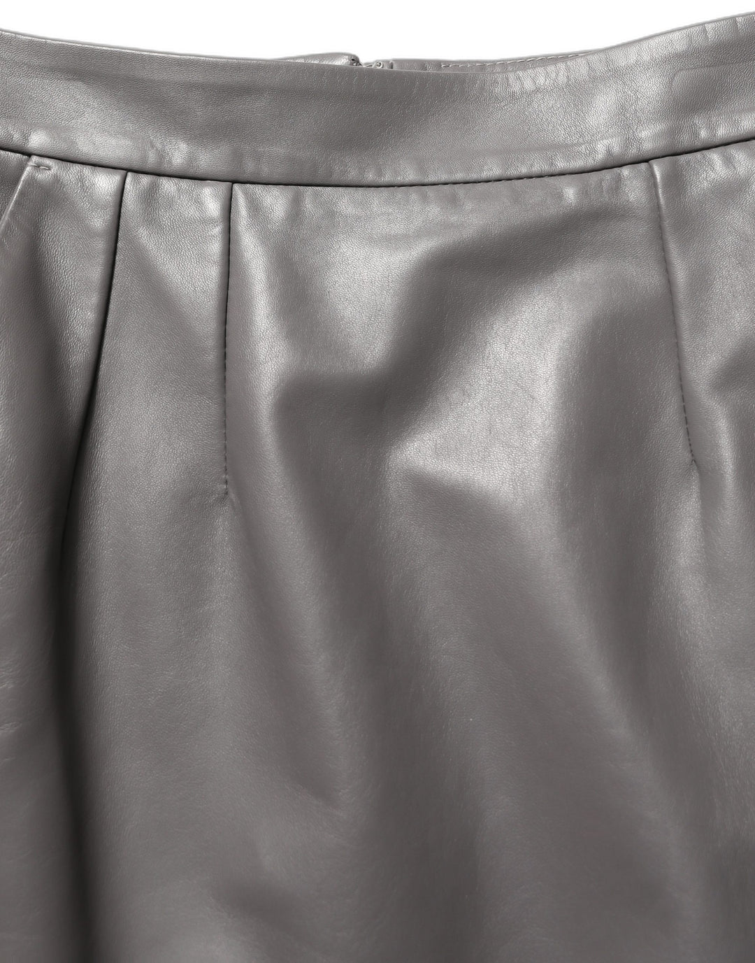 Dolce &amp; Gabbana Gray Leather High Waist Pencil Cut Midi Skirt